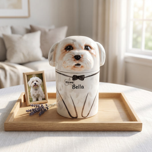 Personalized Handmade Ceramic Pet Urn for Dog Cat Custom Pet Memorial Funeral Decor Handmade Forget Me Not Keepsake Pet Loss Gift